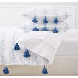 Serena & Lily Sea Ranch Percale Twin Duvet Cover Blue Stripe Cotton Coastal